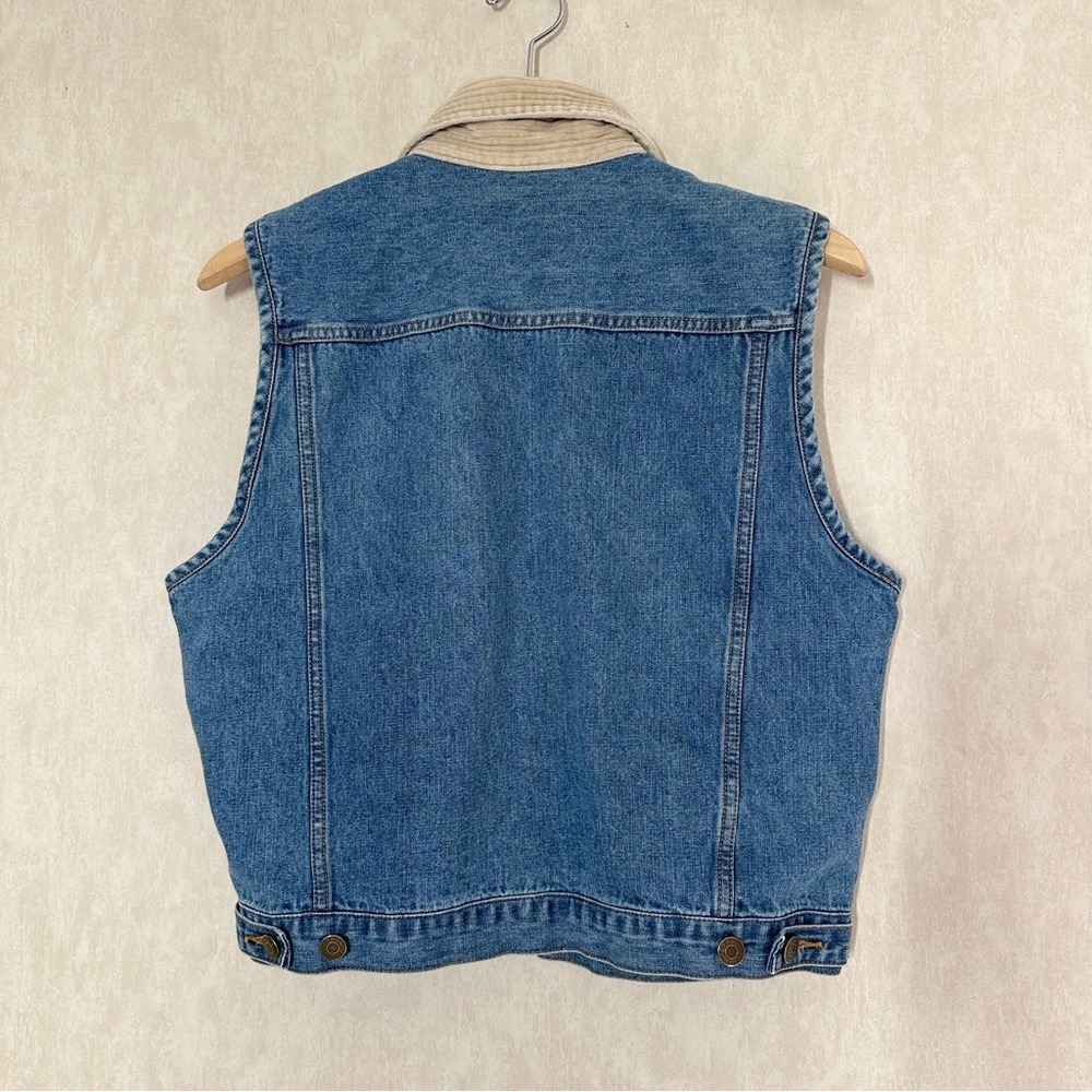 St. John’s Bay Women’s Vintage Denim Vest Corduroy Collar Full Zip Barncore L - Picture 5 of 12